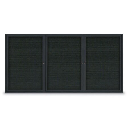 United Visual Products 18"x24" 1-Door Enclosed Outdoor Letterboard, Black Felt/Black Alum UV1166D-BLACK-BLACK